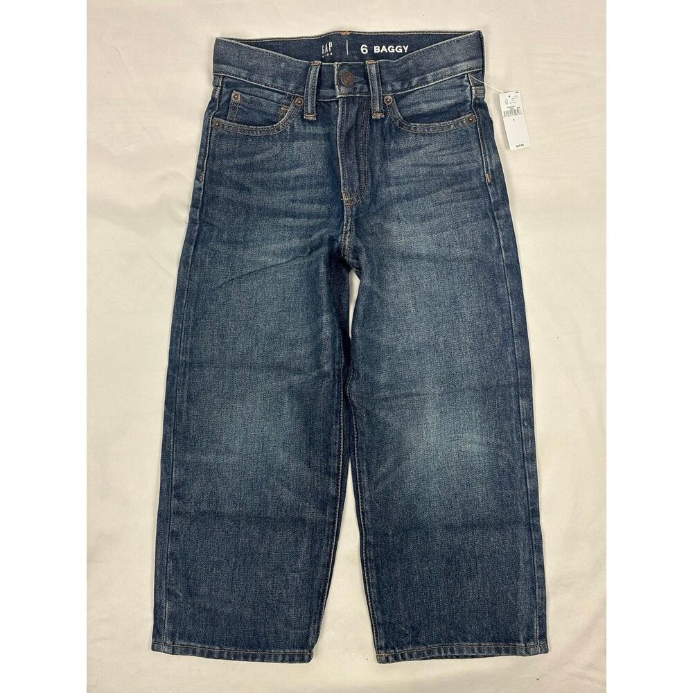 GAP Kids Baggy Denim Jeans Size 6 Medium Wash Blue Relaxed Fit NWT